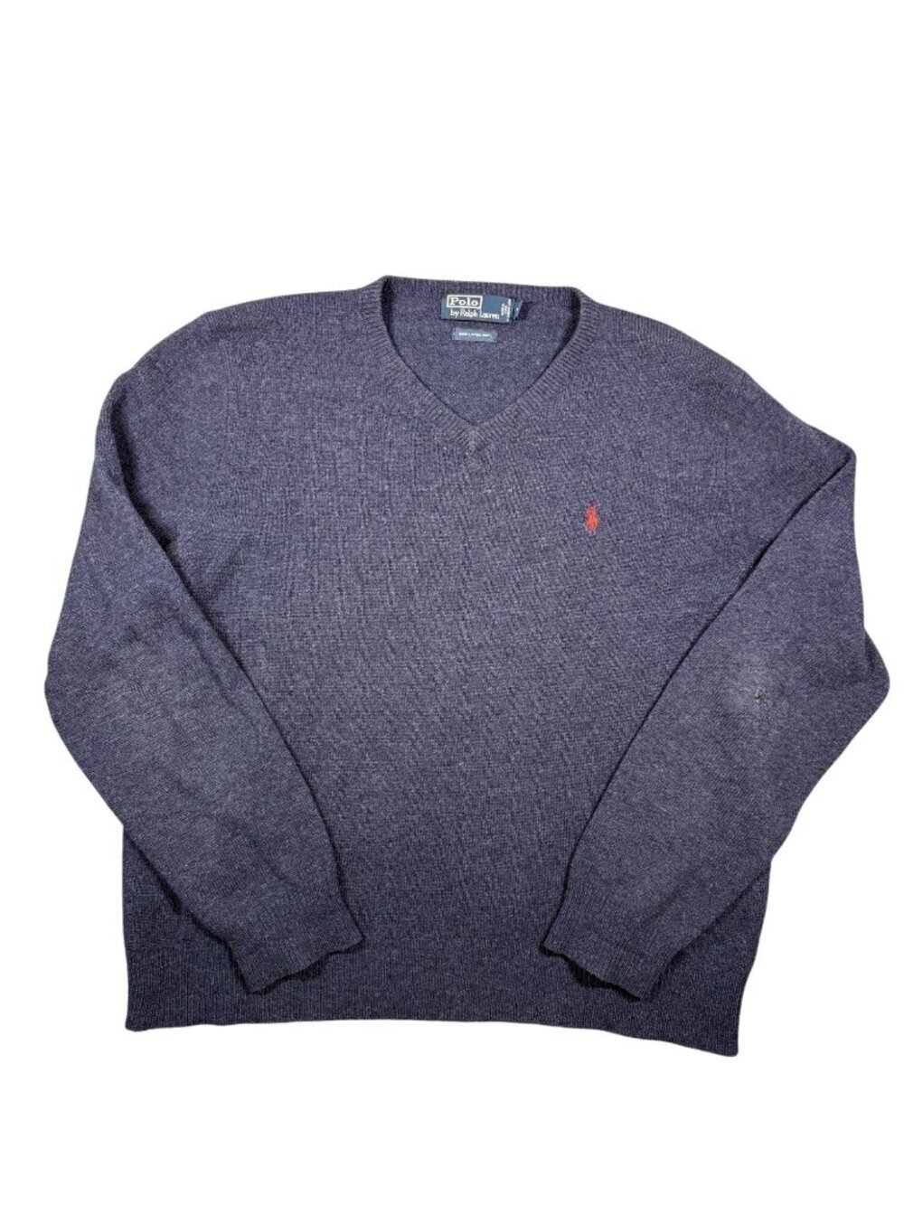 Polo Ralph Lauren Men's Navy Blue V-Neck Lambs Wool Sweater Size XL